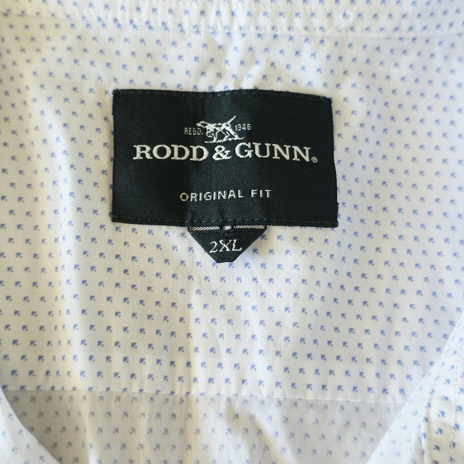 Rodd & Gunn Shirt Mens 2XL White Geometric Print Long Sleeve Cotton Button Up