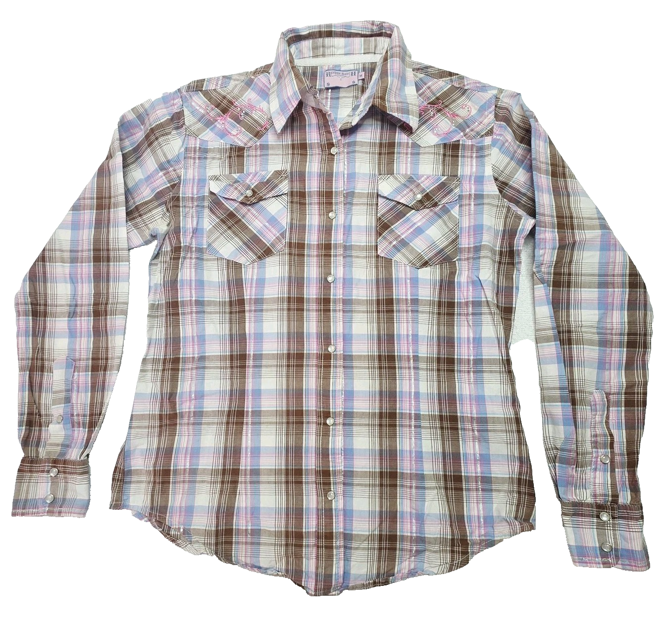 Ransom Ranch Shirt Women's M Brown Long Sleeve Button Up Western Embroidered
