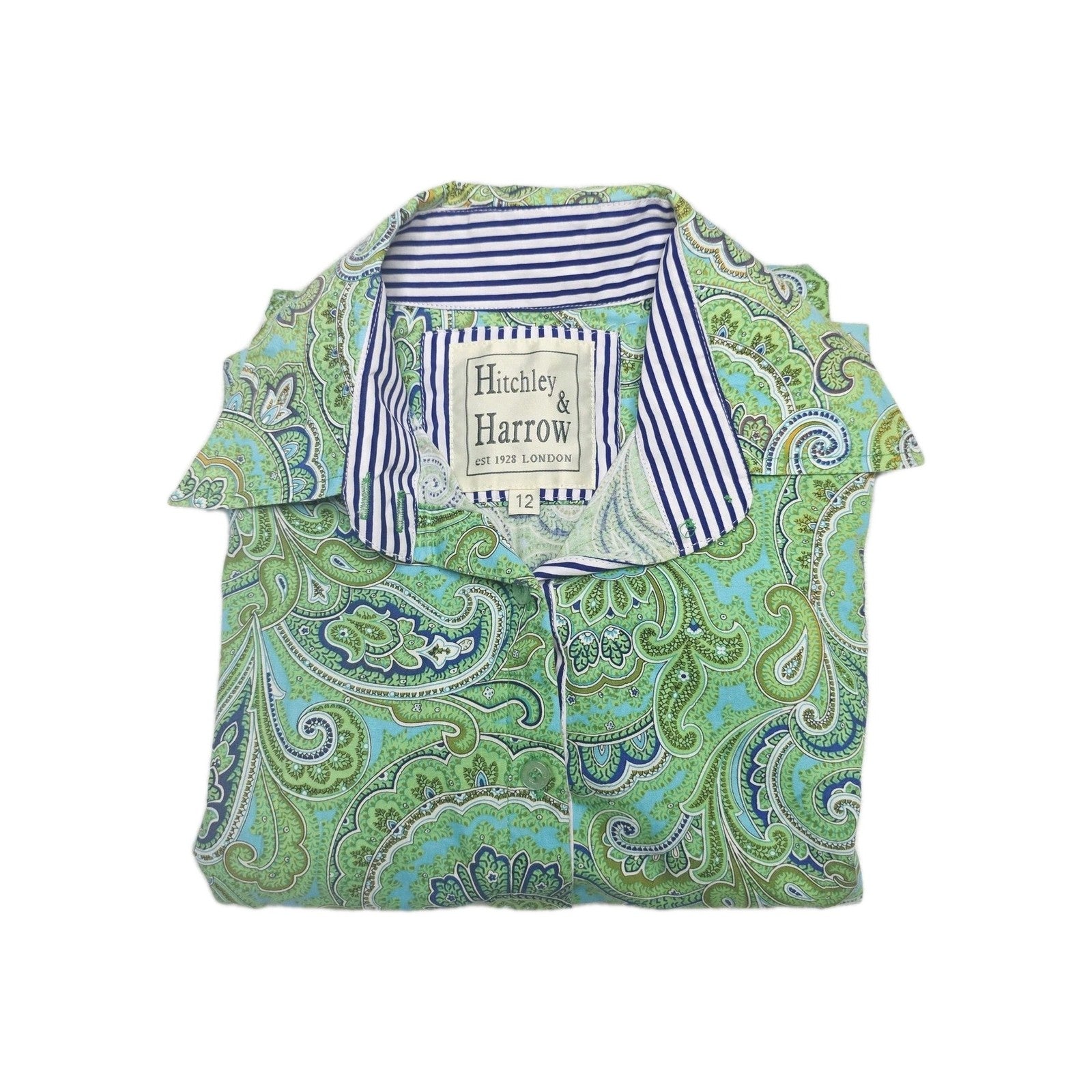 Hitchley & Harrow Shirt Women's 12 Multicoloured Long Sleeve Button Up Paisley