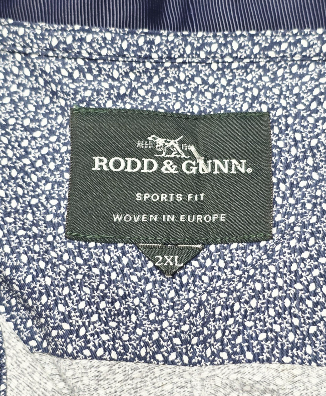 Rodd & Gunn Shirt Mens 2XL Blue Floral Long Sleeve Button Up Cotton Sports Fit