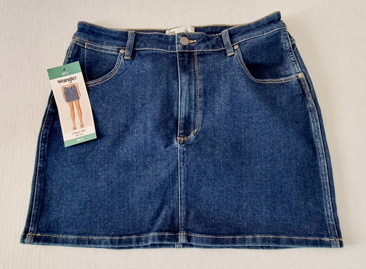 Wrangler Dark Rinse Straight Mini Denim Skirt Ladies Size 12 New With Tags