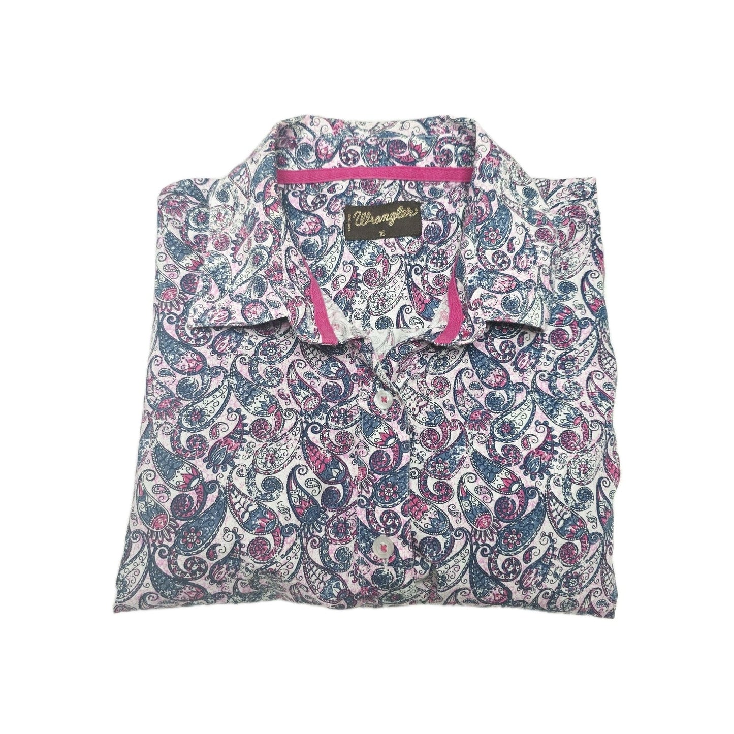Wrangler Shirt Women's 16 Multicoloured Long Sleeve Button Up Cotton Paisley