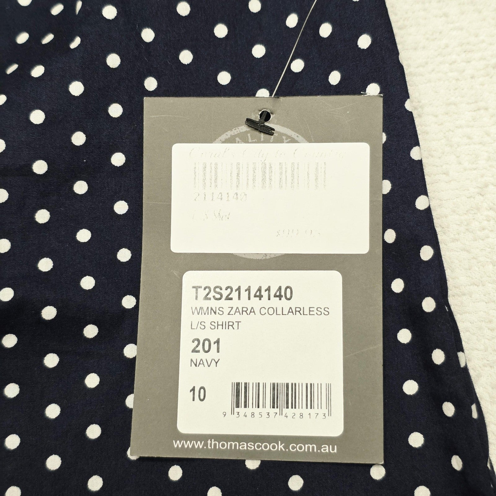 Thomas Cook Shirt Women's 10 Blue Long Sleeve Button Up Polka Dot Cotton Top
