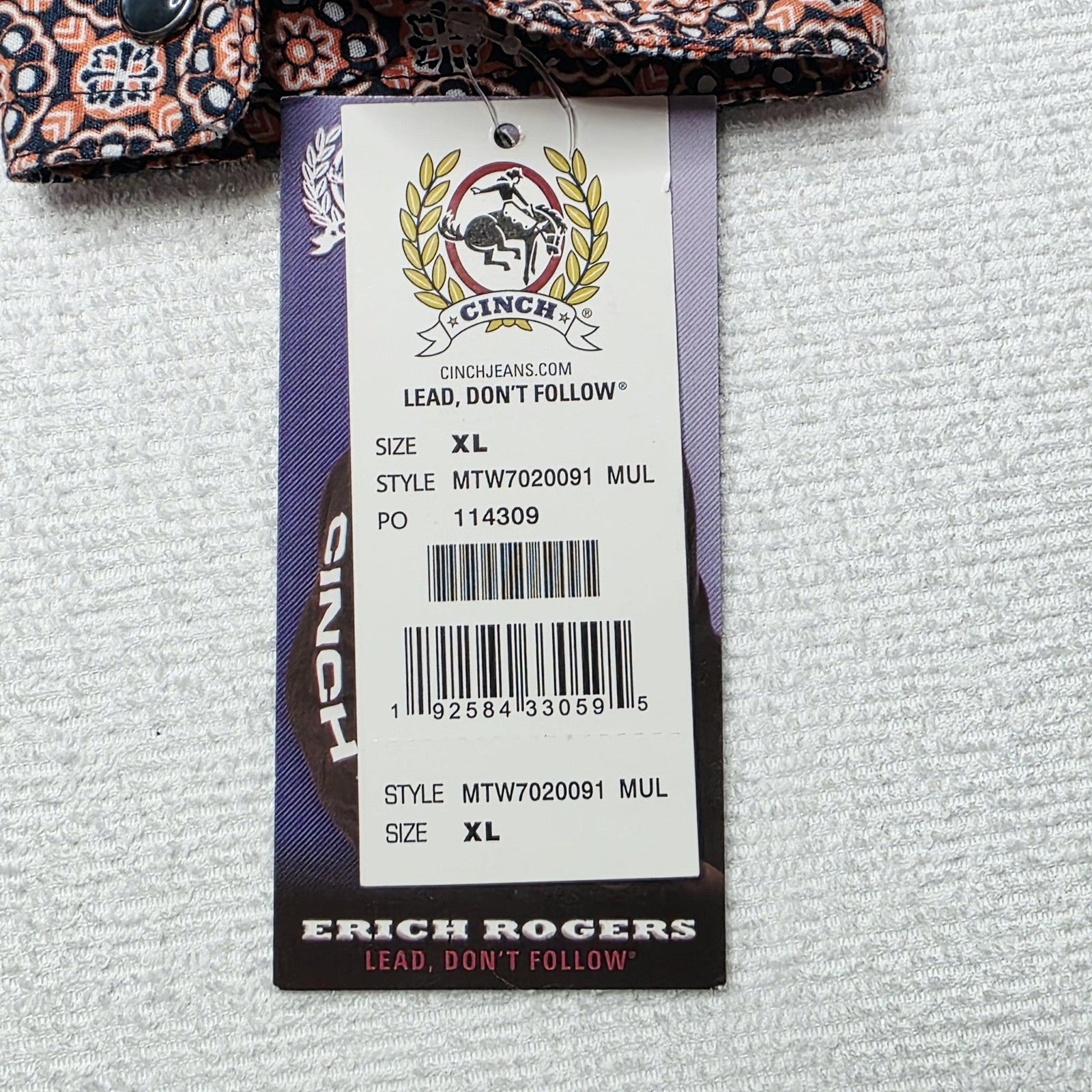 Cinch Shirt Boys XL 14 Multicoloured Long Sleeve Button Up Geometric Western