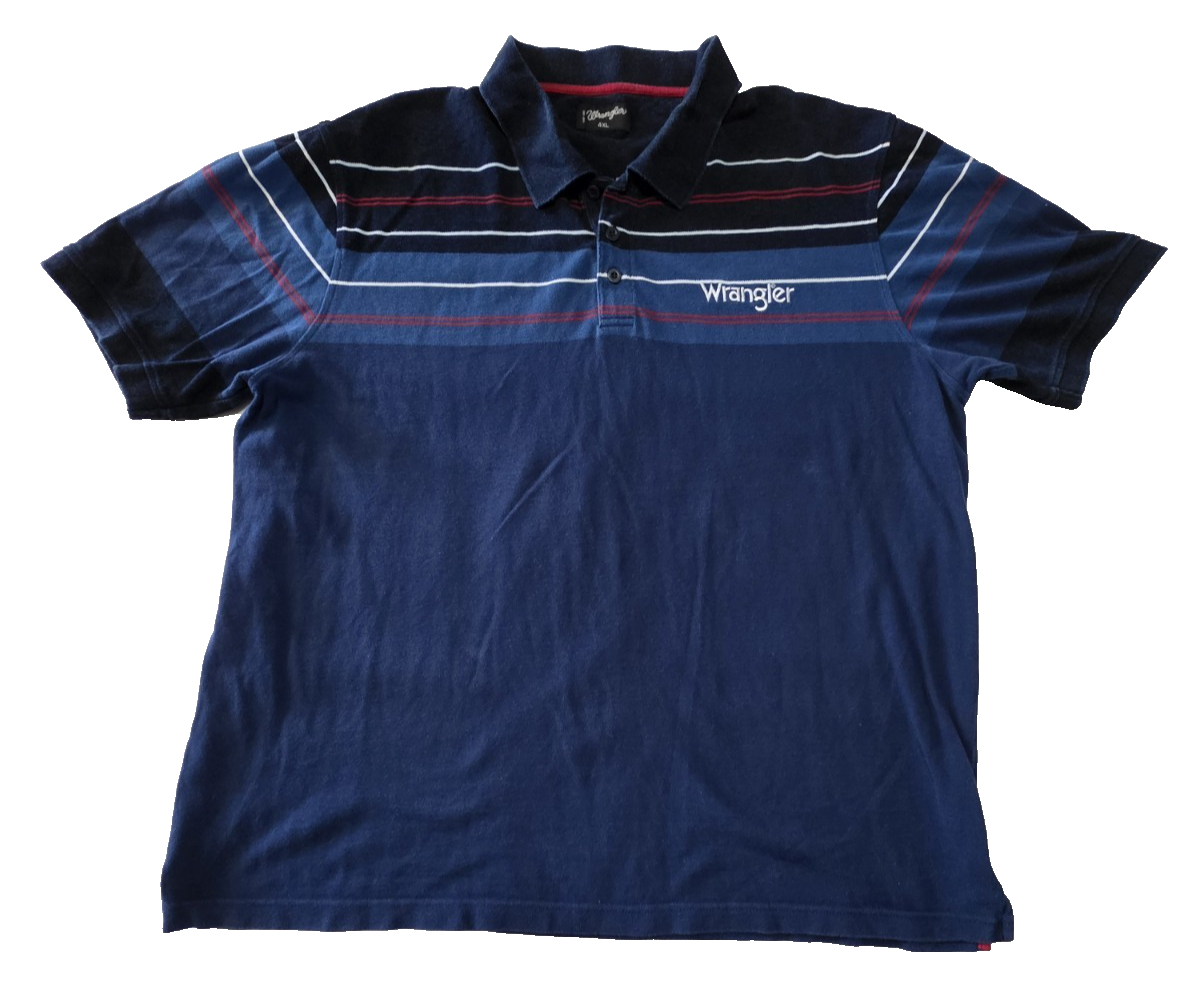 Wrangler Navy Men's Polo Striped Shirt Size 4XL