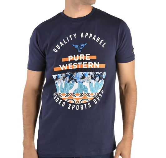 Pure Western Knight Short Sleeve Tee Navy Men's Size 3XL - NEW -