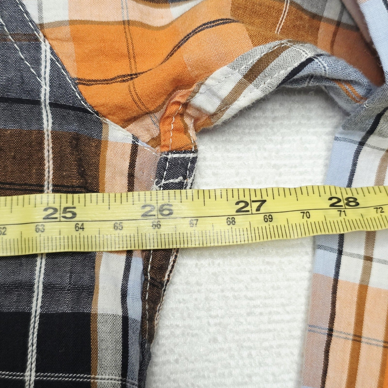 Roper Shirt Mens XL Orange Plaid Long Sleeve Button Up Western Cowboy Cotton