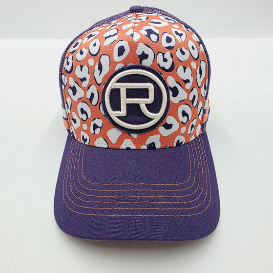 Roper Womens Trucker Cap Hat One Size Purple Orange Leopard Print Mesh Ponytail