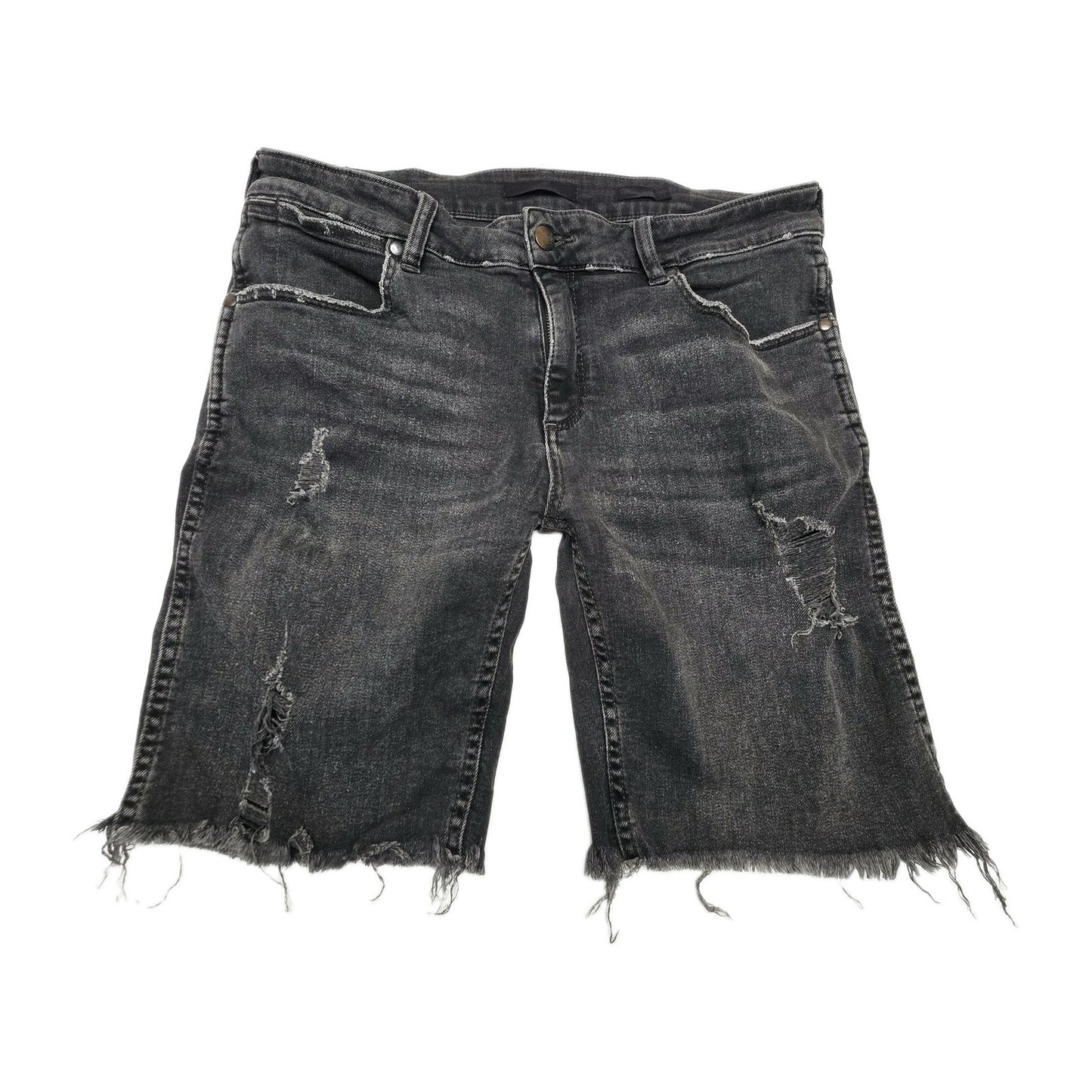 Wrangler Shorts Men's 33 Black Distressed Denim Bermuda Summer Casual
