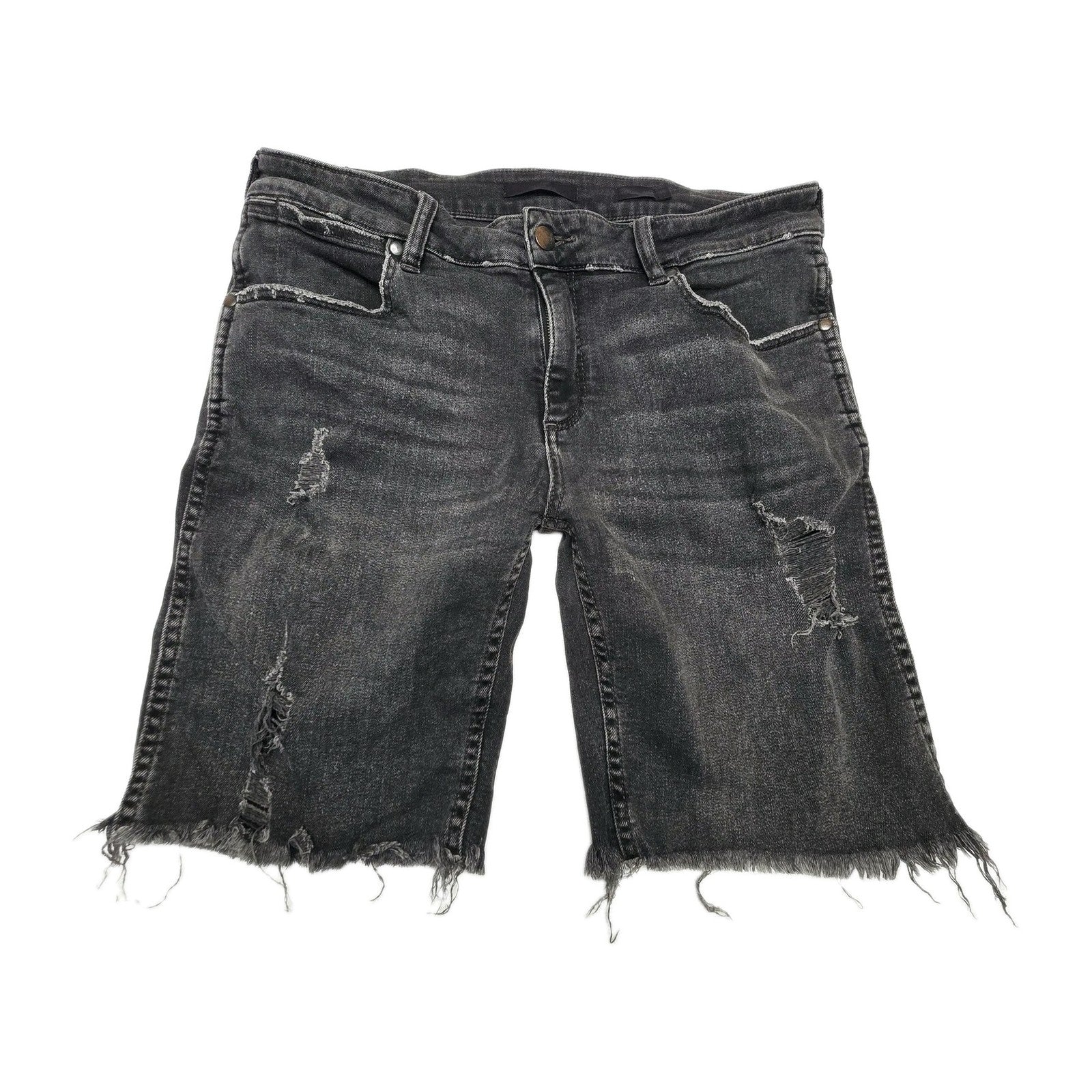 Wrangler Shorts Men's 33 Black Distressed Denim Bermuda Summer Casual