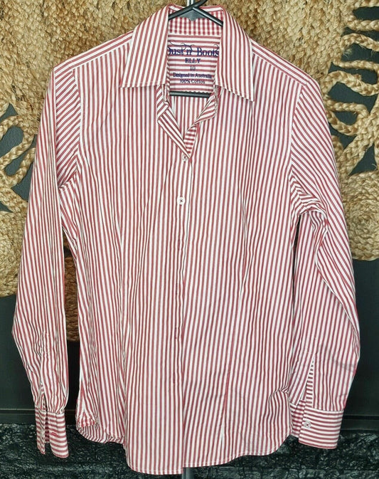 Dust N Boots Elly Striped Red Fitted Shirt Ladies Size 10