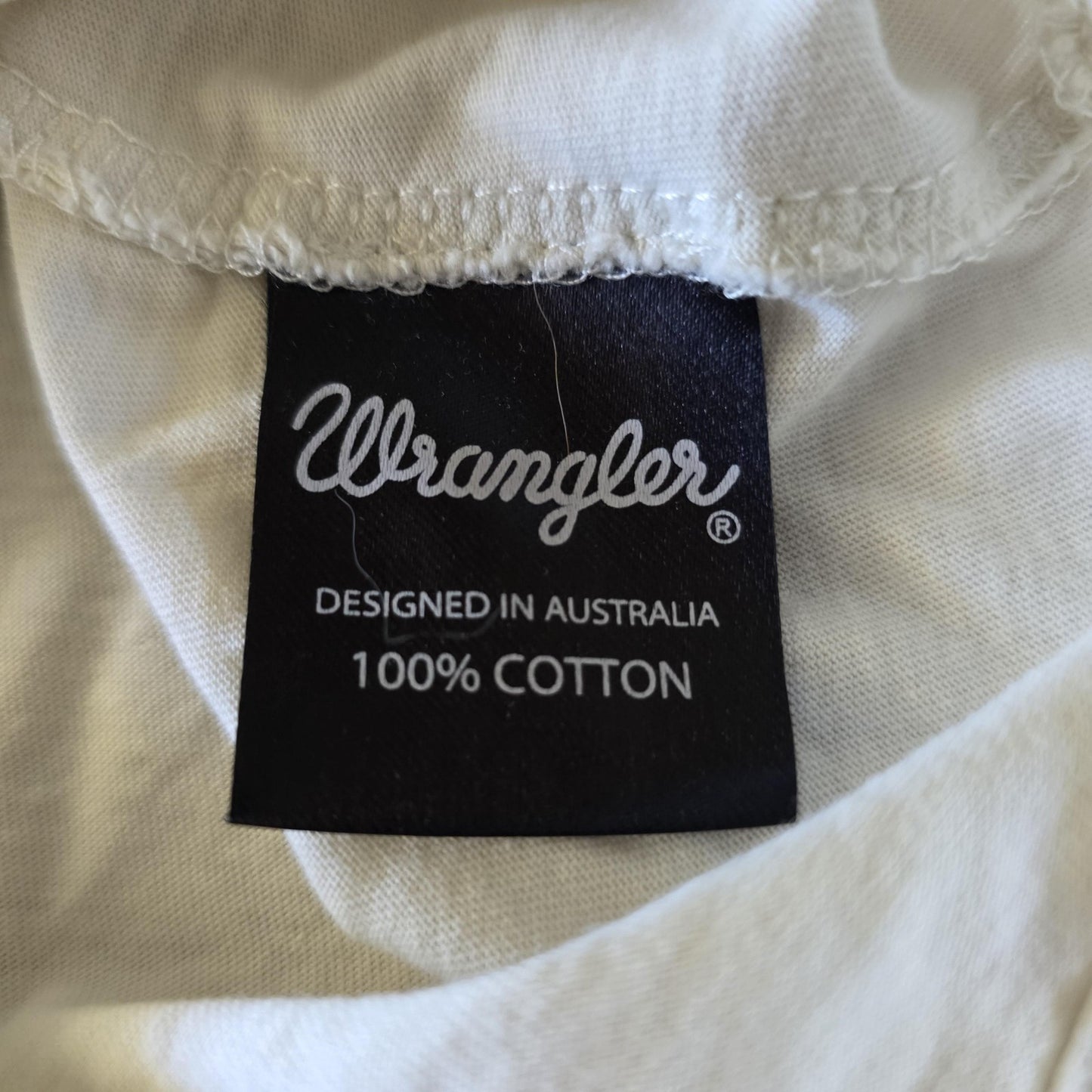 Wrangler Shirt Men's Beige Logo Crew Neck Short Sleeve Cotton Casual Tee Large