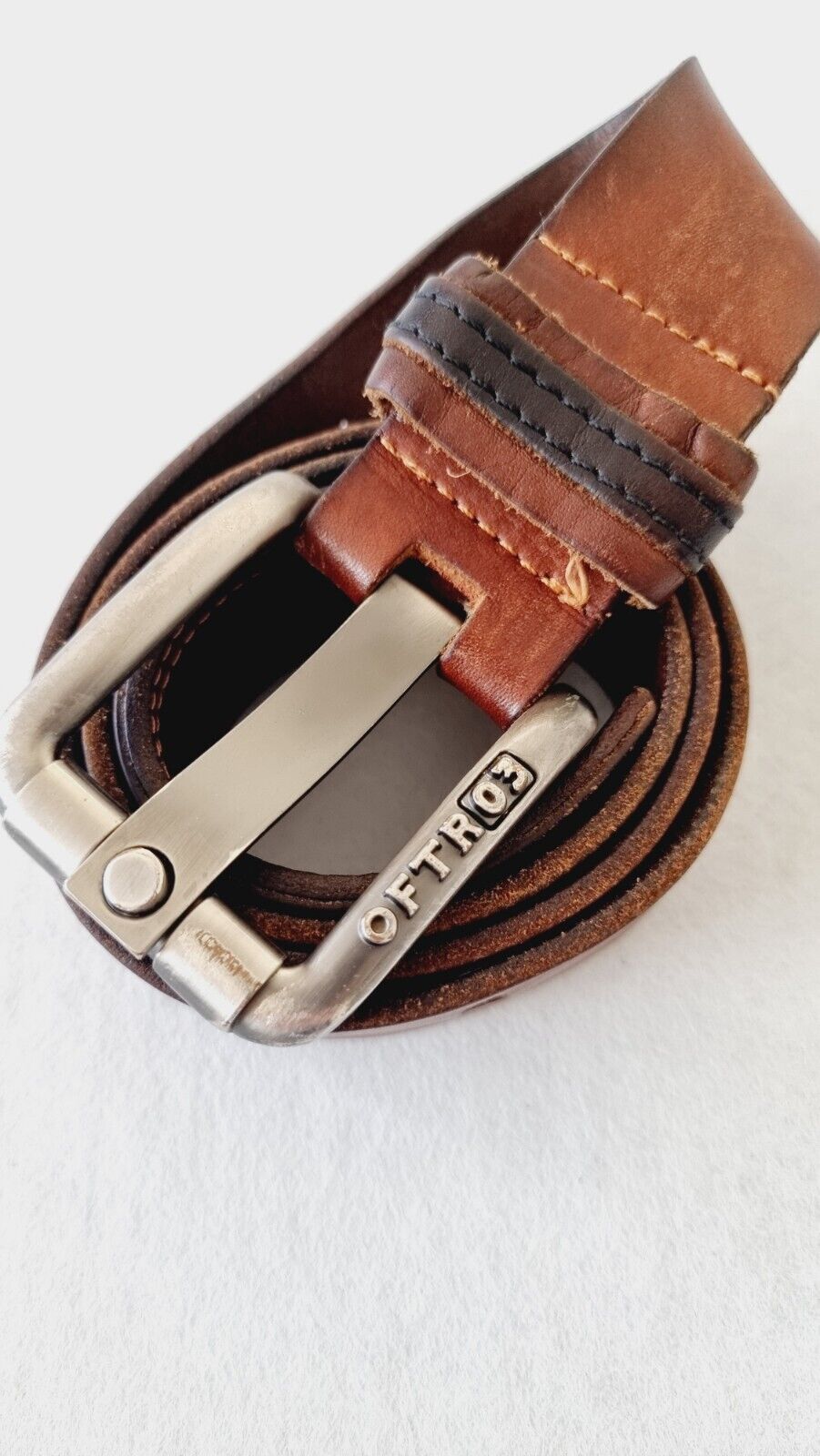 Outfitters OFTR03 Genuine Brown Leather Belt Made In Italy Size Large