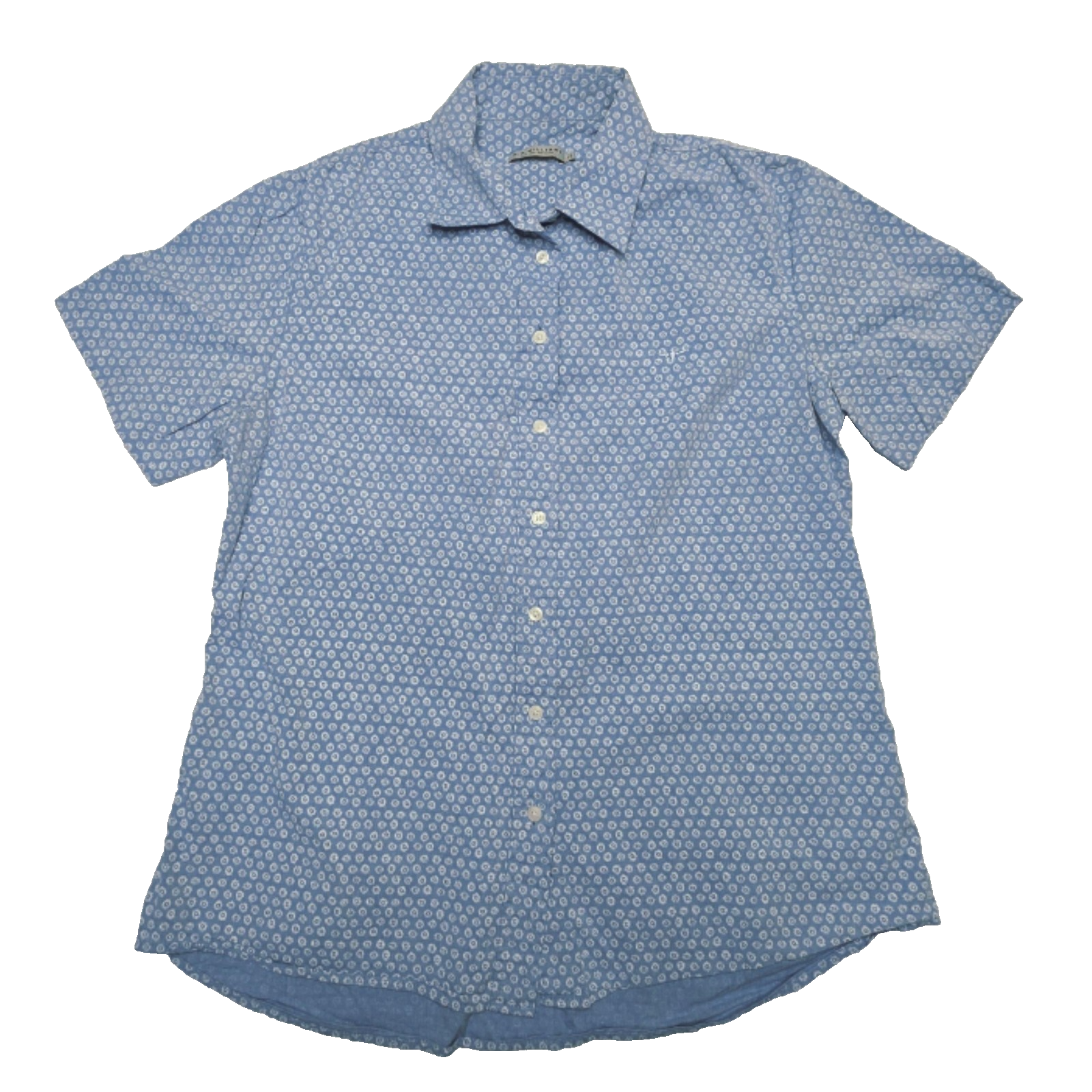 R.M. Williams Shirt Women's 12 Blue Short Sleeve Button Up Cotton Floral Print