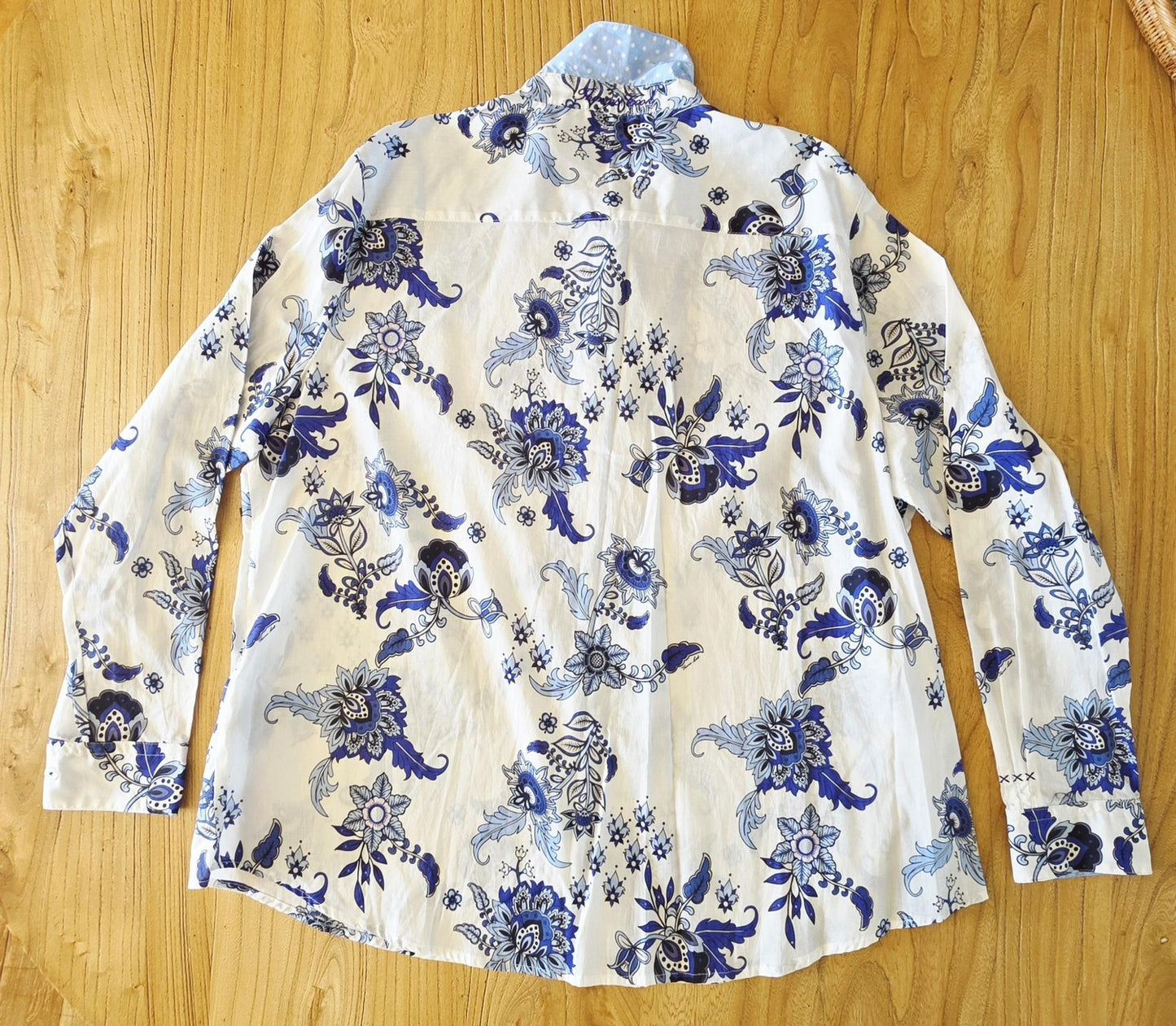 Thomas Cook Shirt Women's 20 White Long Sleeve Button Up Floral Cotton Top