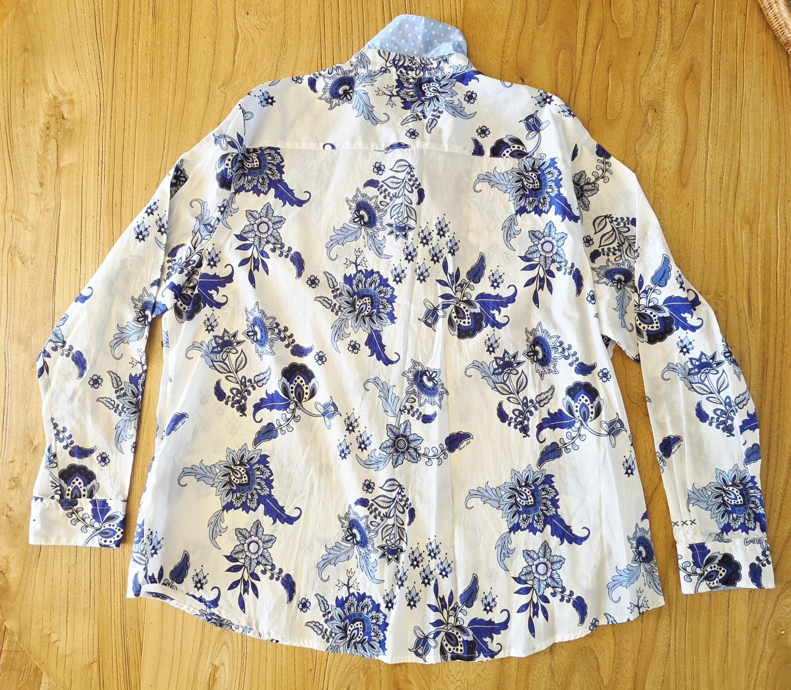 Thomas Cook Shirt Women's 20 White Long Sleeve Button Up Floral Cotton Top