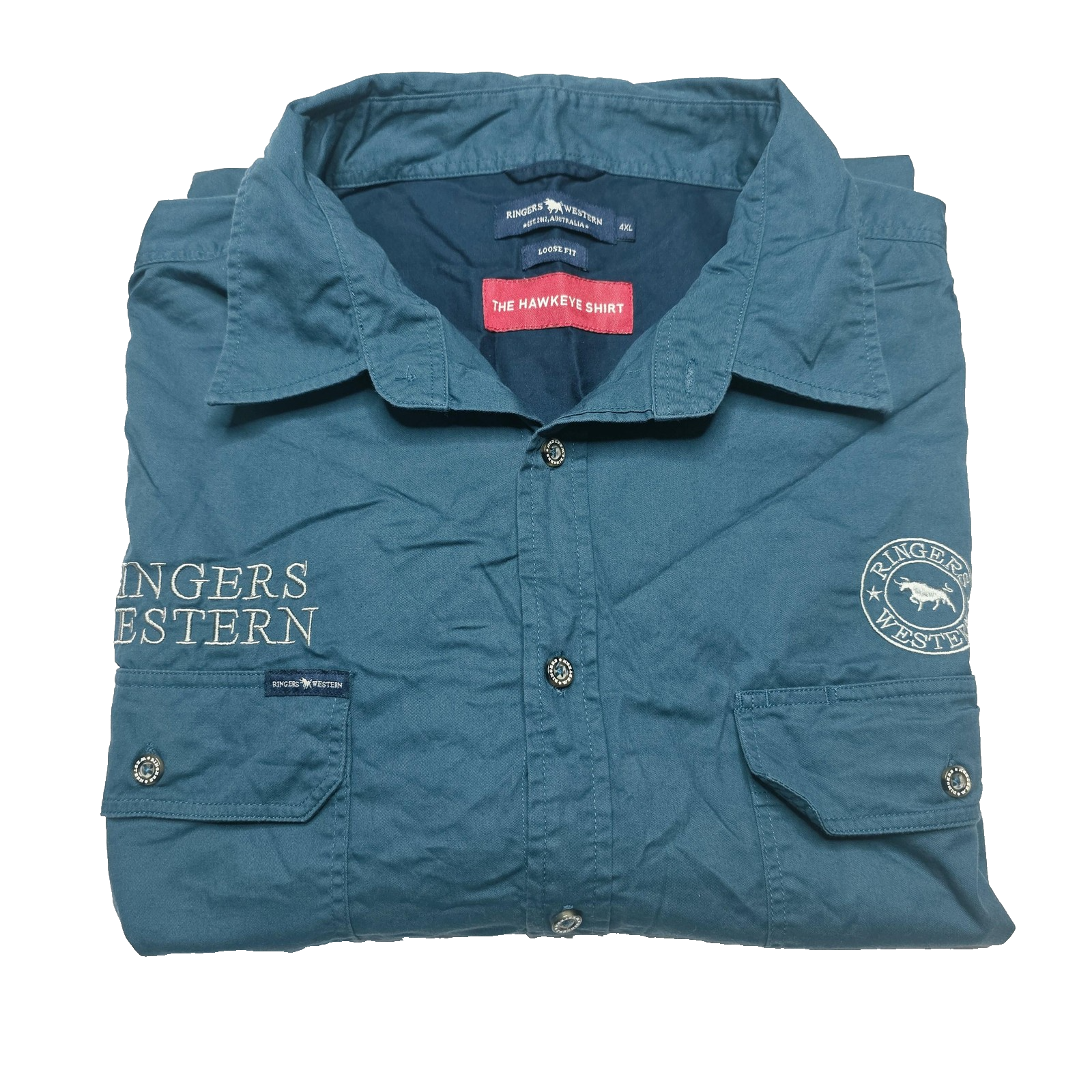 Ringers Western Hawkeye Shirt Mens 4XL Teal Loose Fit Long Sleeve Western