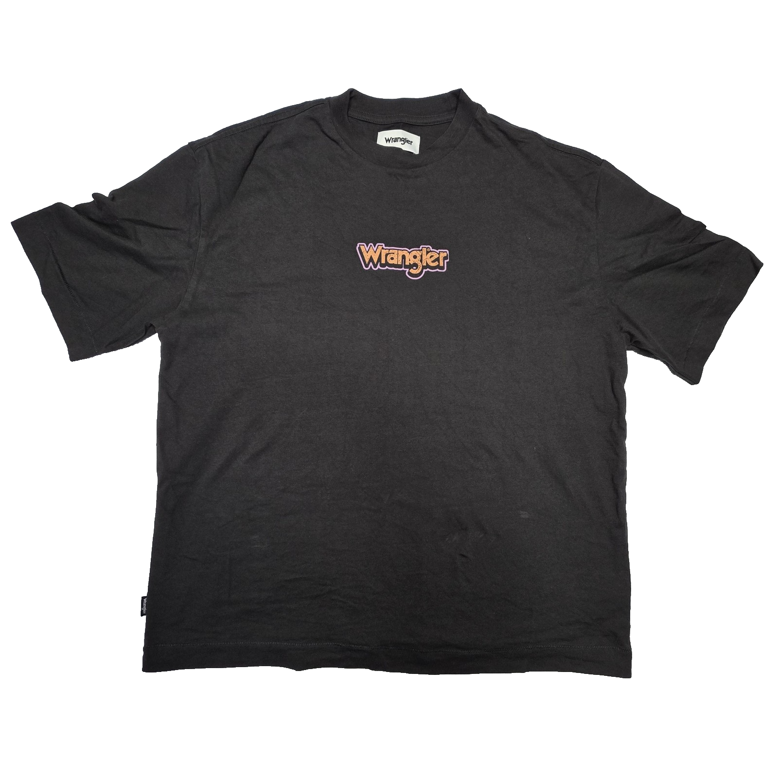 Wrangler Shirt Men's M Black Graphic Logo Short Sleeve Jersey Cotton Casual