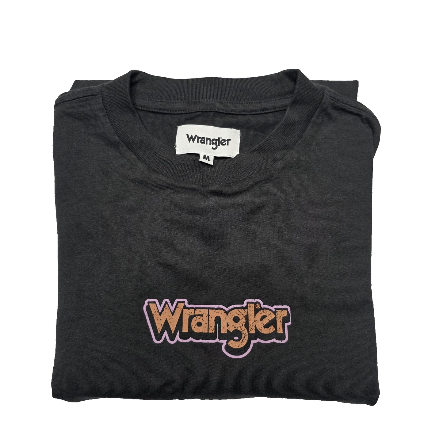 Wrangler Shirt Men's M Black Graphic Logo Short Sleeve Jersey Cotton Casual