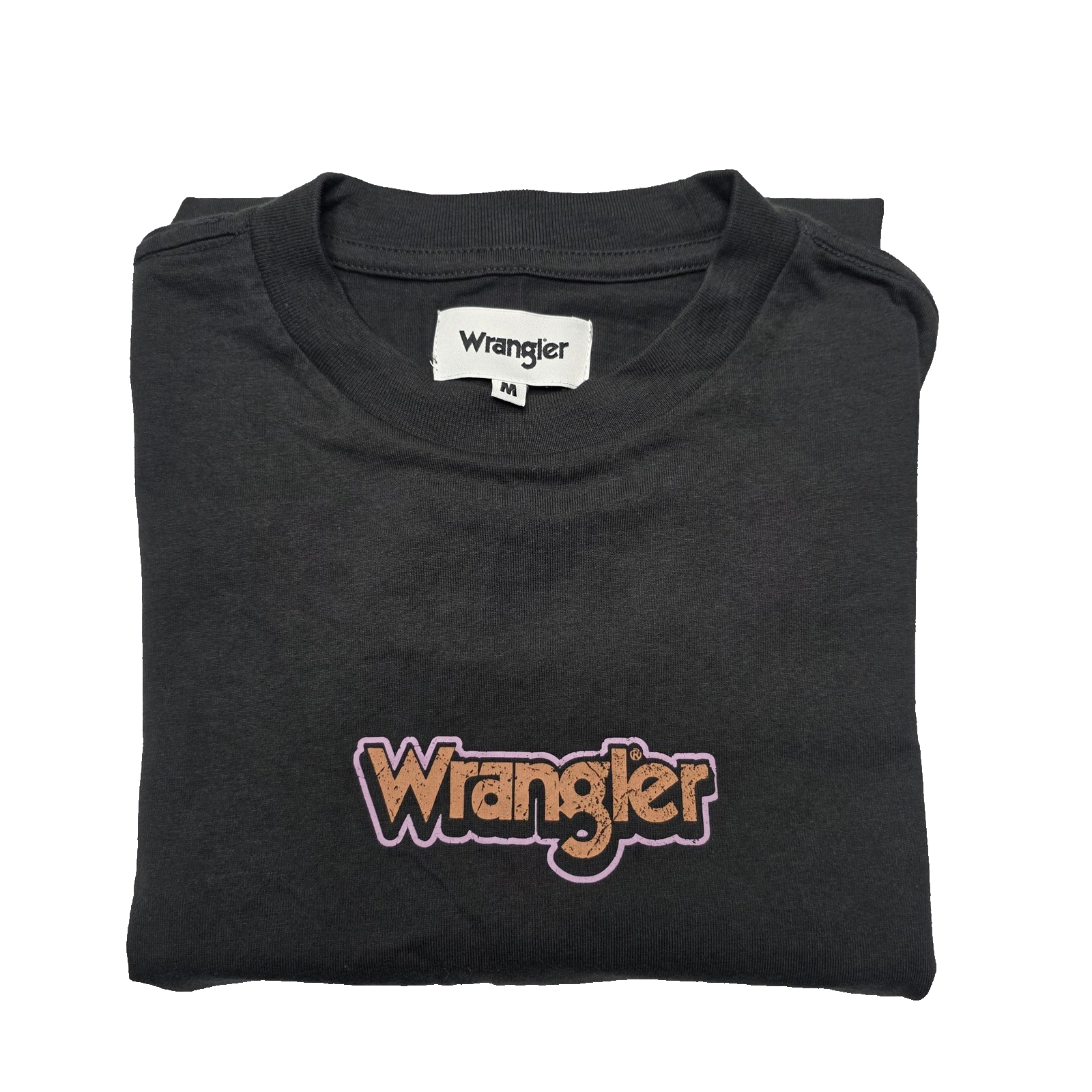 Wrangler Shirt Men's M Black Graphic Logo Short Sleeve Jersey Cotton Casual