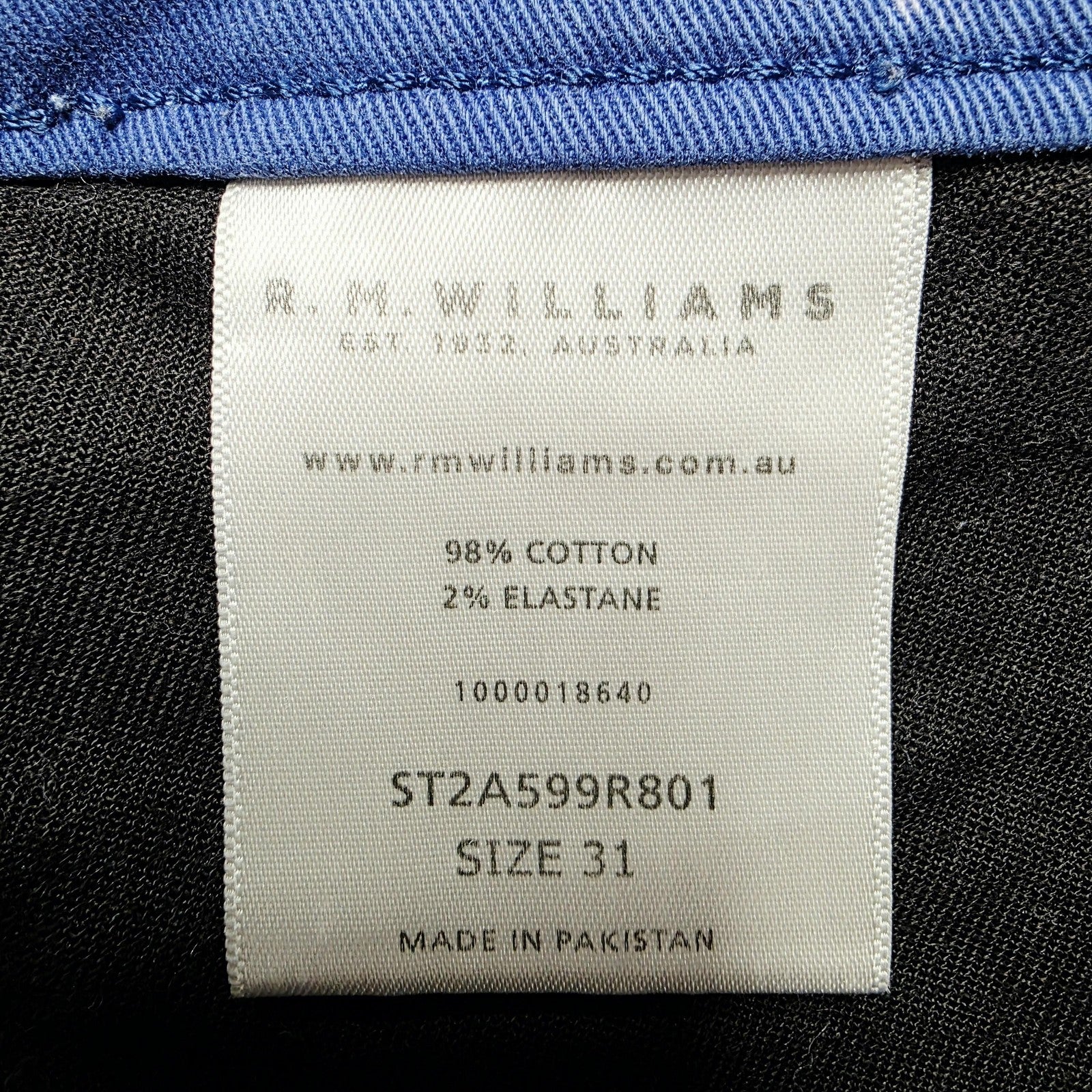 R.M. Williams Shorts Men's 31 Blue Cotton Stretch Denim Bermuda Casual Summer