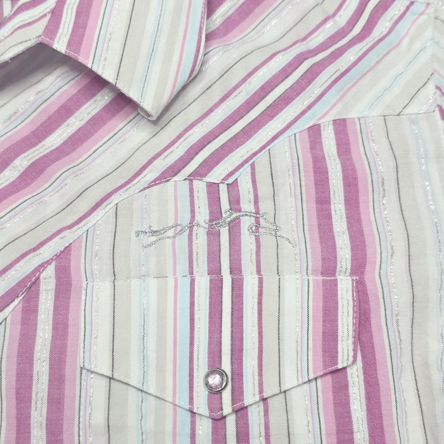 Wrangler Shirt Women's 12 Pink Striped Long Sleeve Snap Western Cotton Pockets
