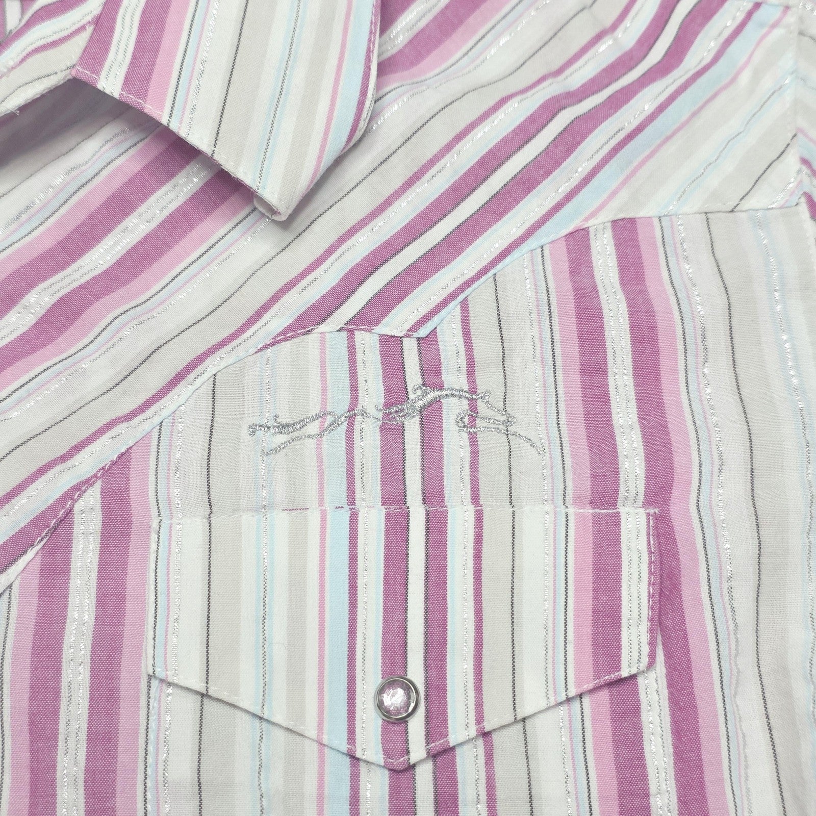 Wrangler Shirt Women's 12 Pink Striped Long Sleeve Snap Western Cotton Pockets