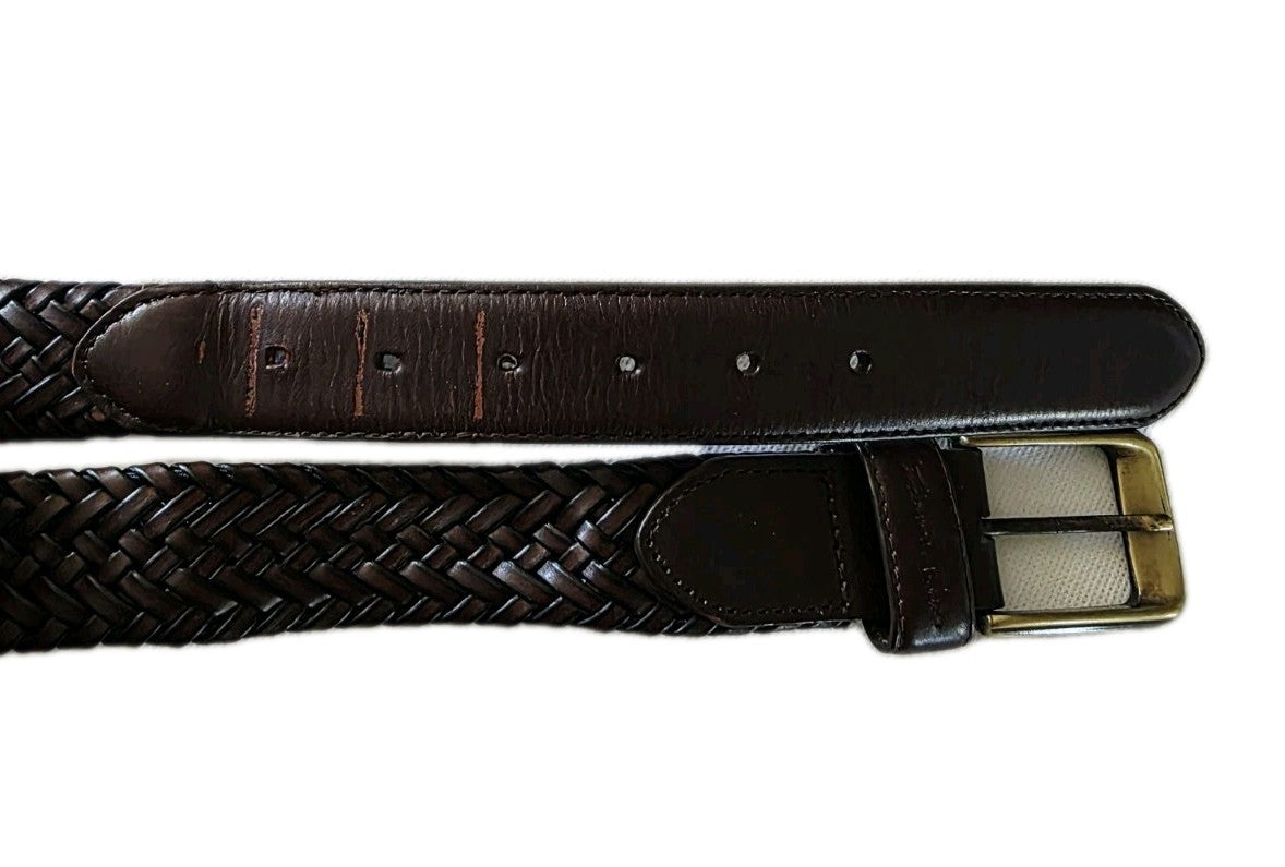 Thomas Cook Brown Leather Plaited Belt Mens Size 41"