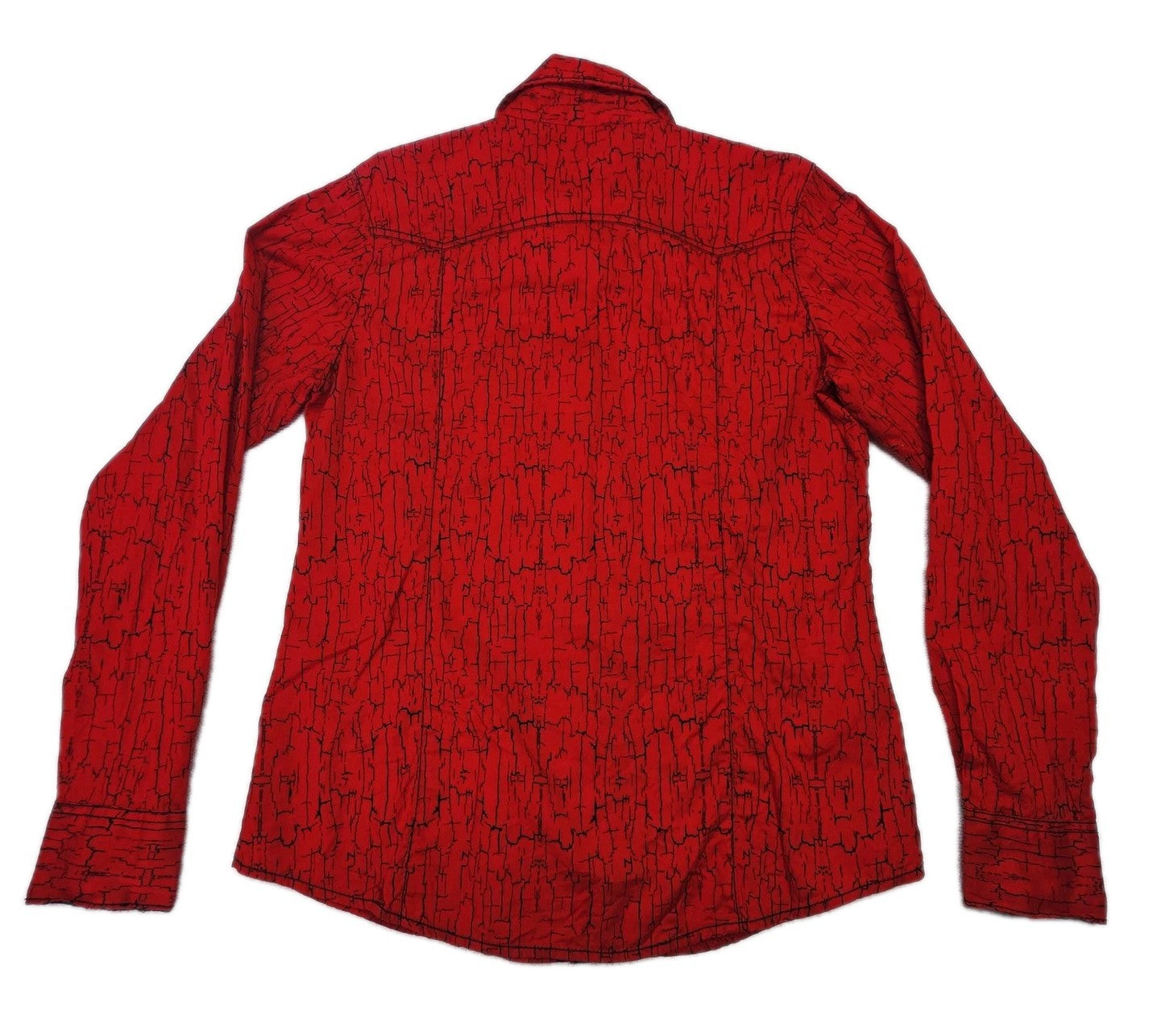 Cruel Shirt Women's L Red Long Sleeve Snap Button Up Western Geometric Print