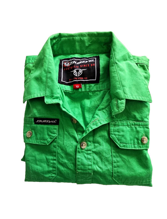 Bullzye Green Rodeo Long Sleeve Half Button Logo Shirt Ladies Size 12