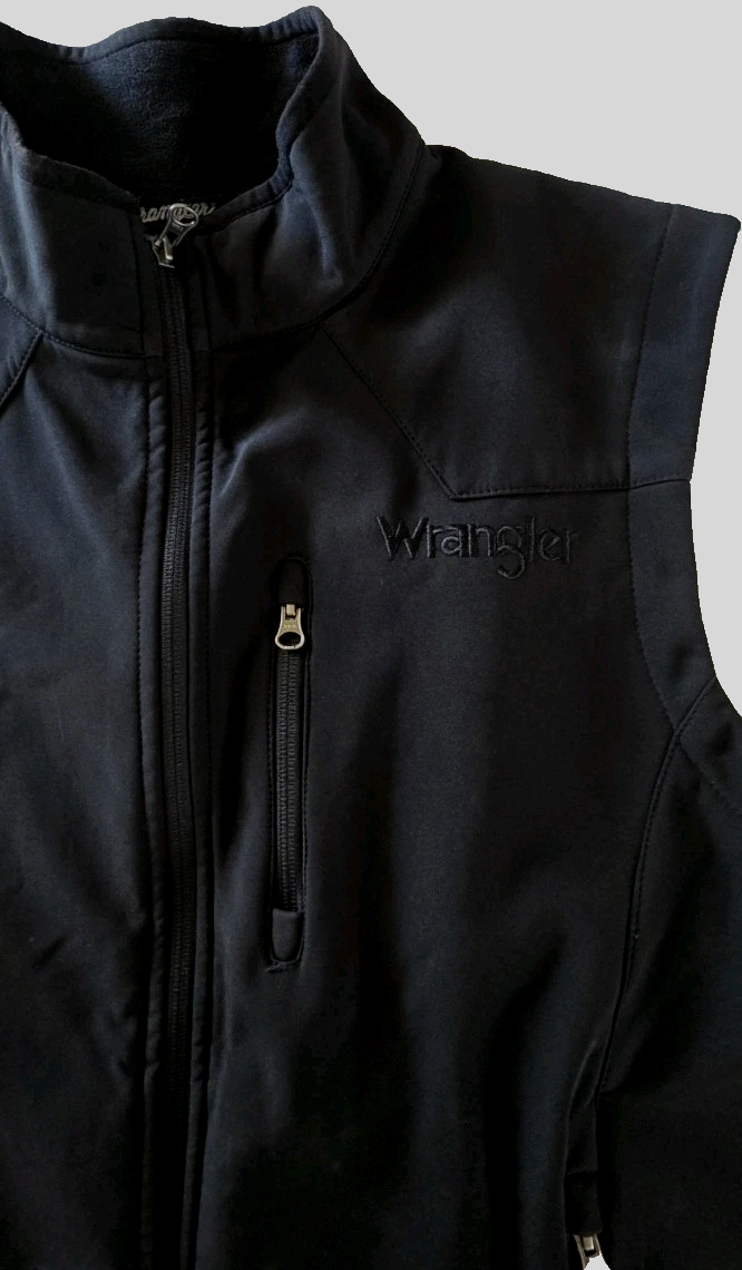 Wrangler Men's Black Full Zip Fleece Vest Size Large