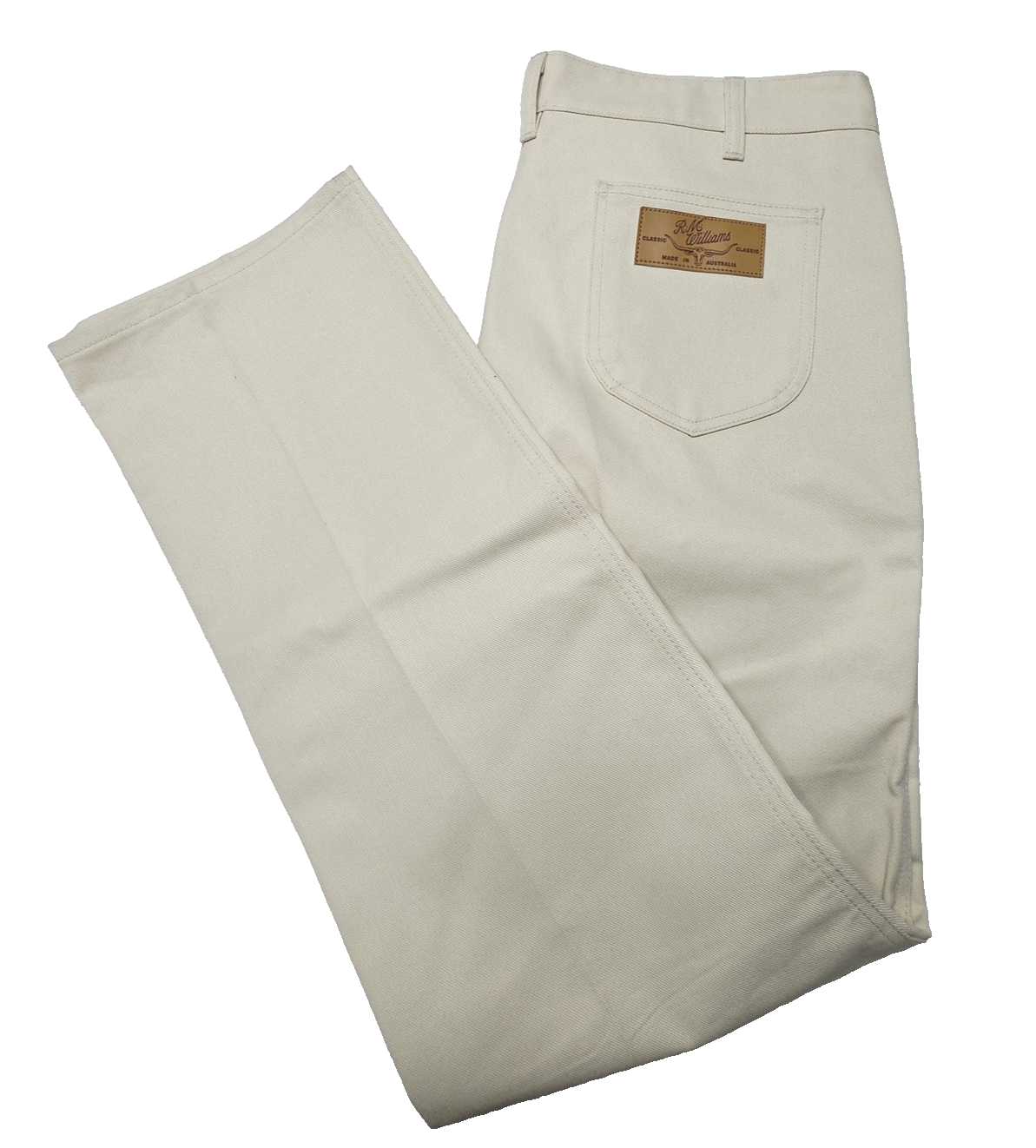 R.M. Williams Jeans Men's 42L Beige Classic Poly Cotton Easy Care Denim TJ191