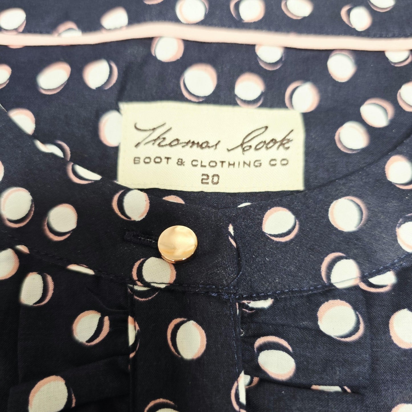 Thomas Cook Blouse Women's 20 Blue Long Sleeve Polka Dot Cotton Ruffle Georgie