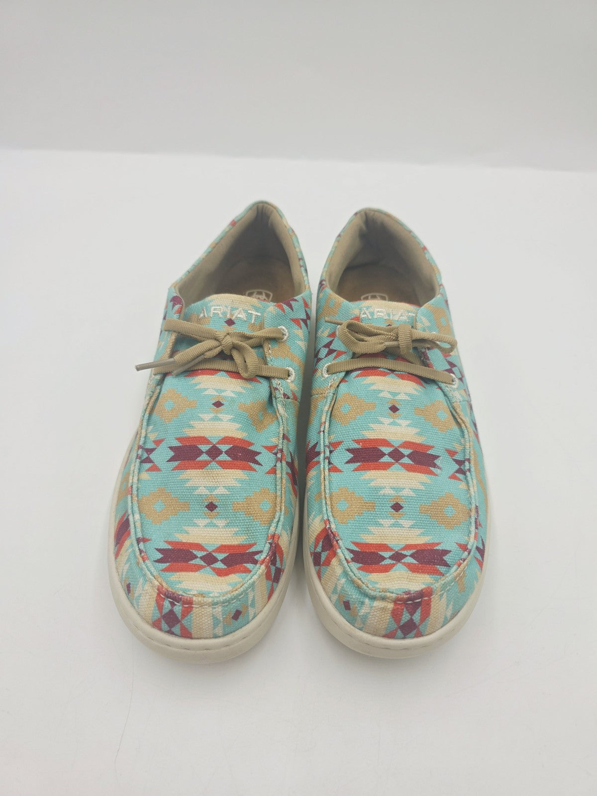Ariat Moccasin Shoes Women's AU 11 Blue Geometric Canvas Lace Up Casual 10040307