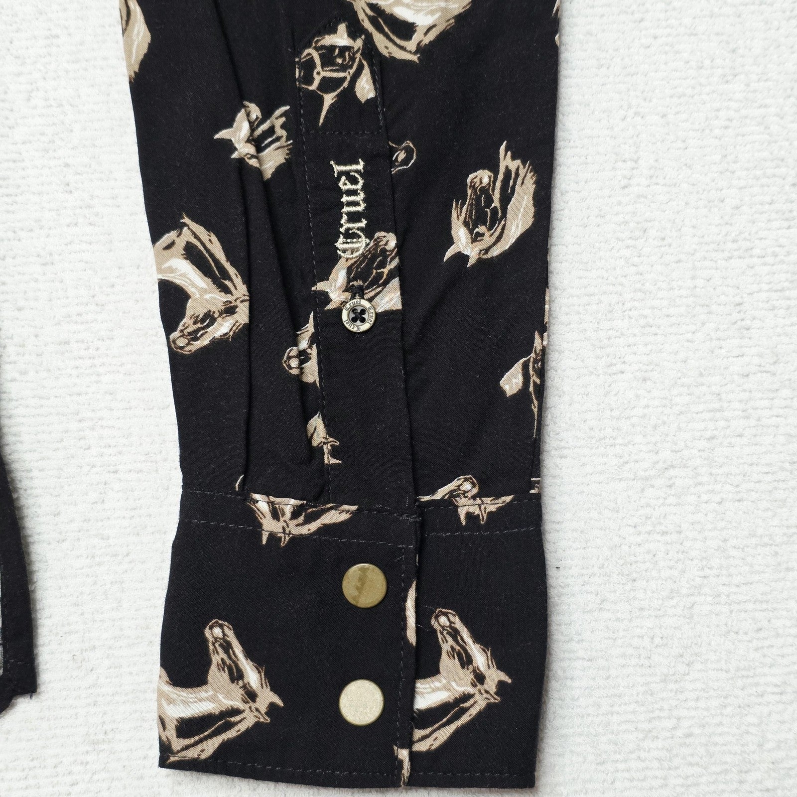 Cruel Denim Shirt Women's S Black Long Sleeve Snap Button Horse Print Western