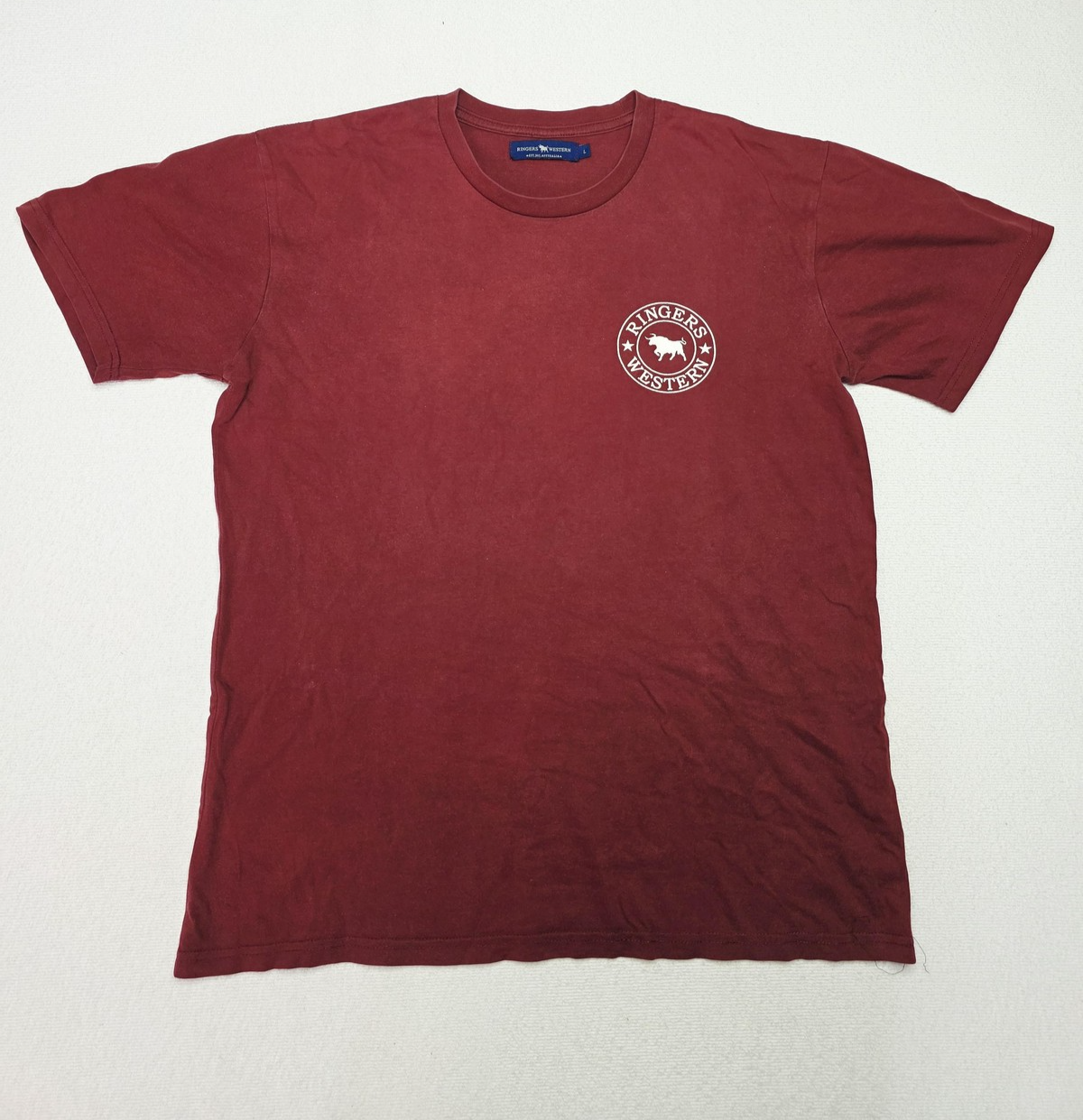 Ringers Western Shirt Men's L Red Short Sleeve Logo Graphic Cotton Casual Tee