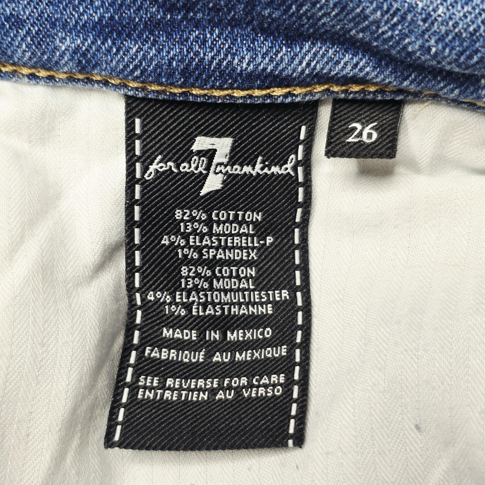 7 For All Mankind Jeans Women's 26 Blue The Ankle Skinny Luxe Vintage Raw Hem
