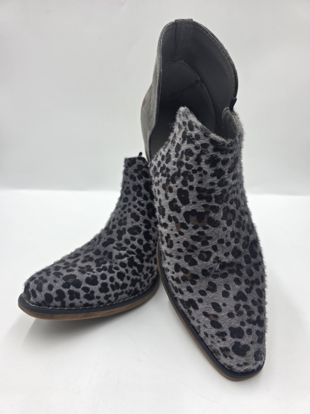 Roper Western Grey Ava Snip Toe Leopard Boots Ladies Size 10