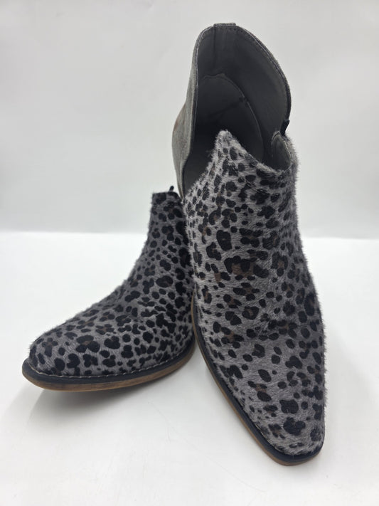 Roper Western Grey Ava Snip Toe Leopard Boots Ladies Size 10