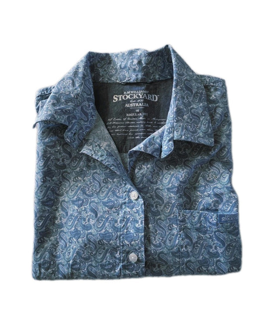 R.M Williams Stockyard Regular Fit Short Sleeve Ladies Western Shirt Size 16