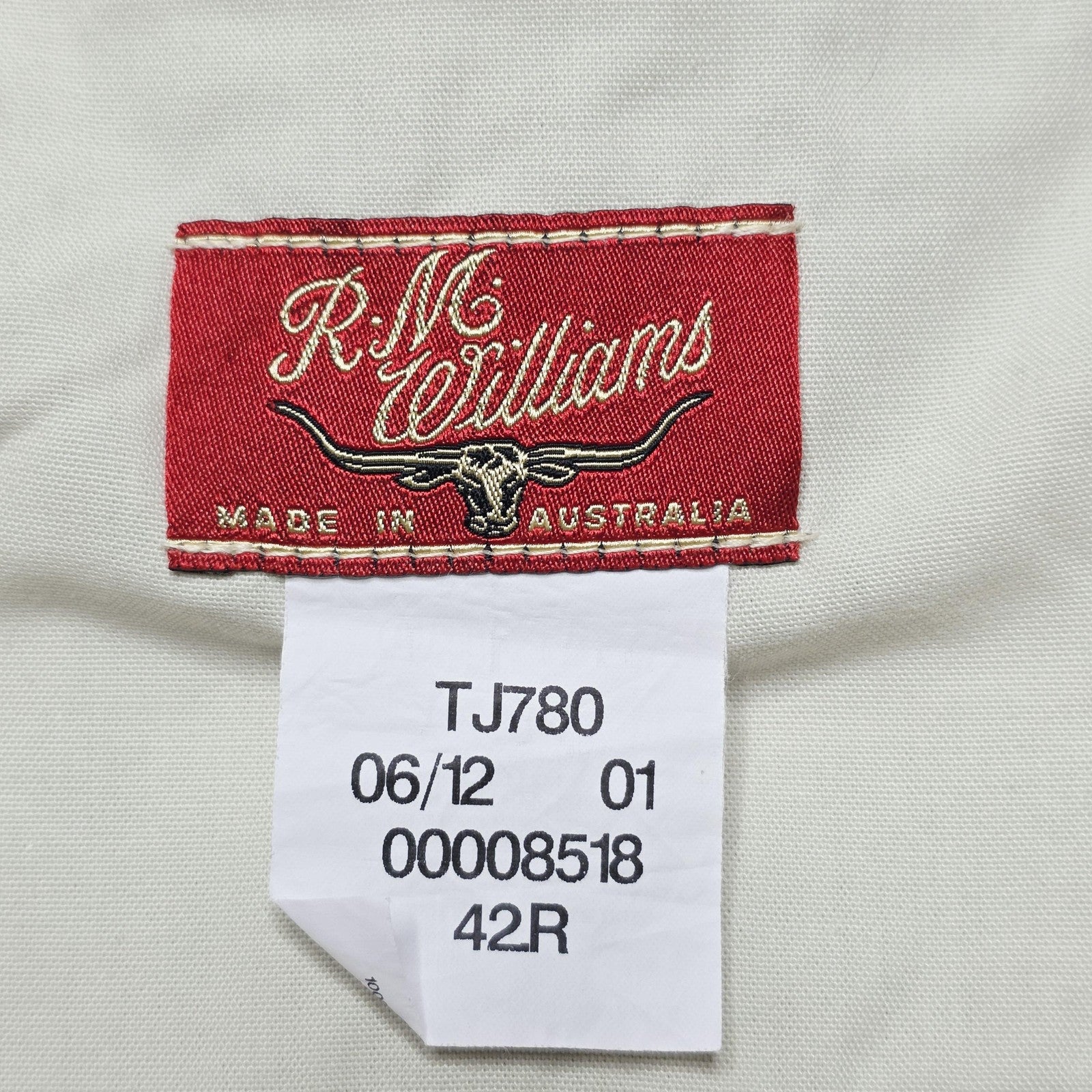 R.M. Williams Pants Men's 42R Beige Chino Regular Cotton Denim Casual TJ780