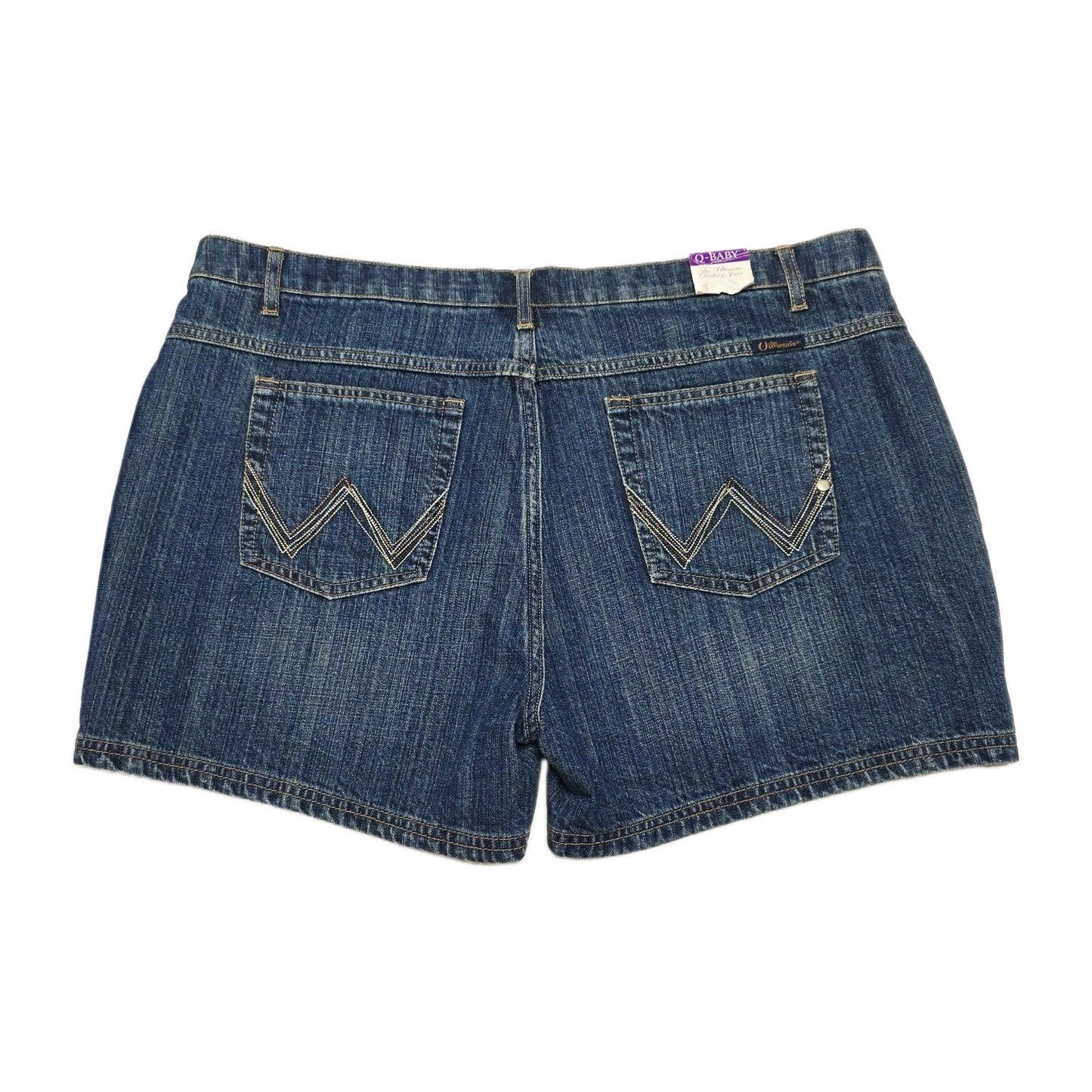 Wrangler Dungaree Shorts Women's 18 Blue Denim Q-Baby No Gap Waistband Casual