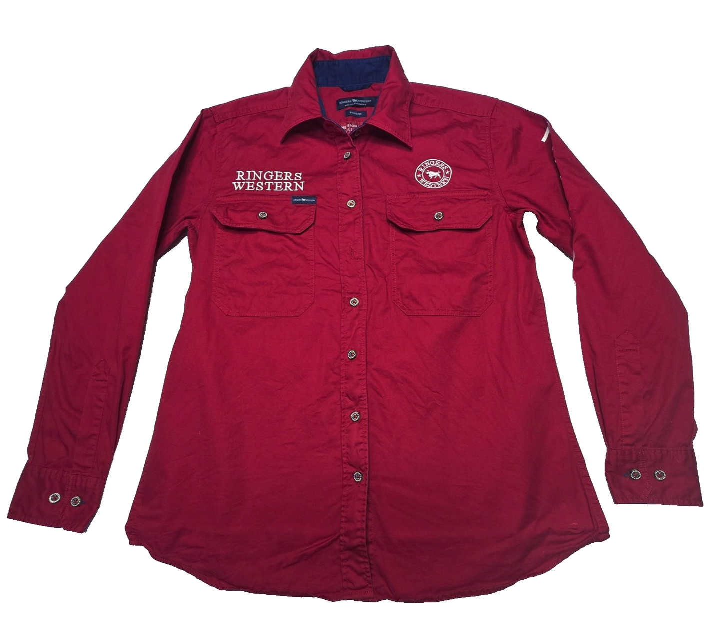 Ringers Western Shirt Women's 10 Red Long Sleeve Button Up Jillaroo Workwear