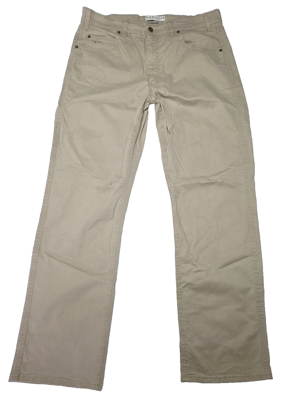 R.M. Williams Jeans Men's 37x32 Beige Straight Regular Stretch Denim Logo