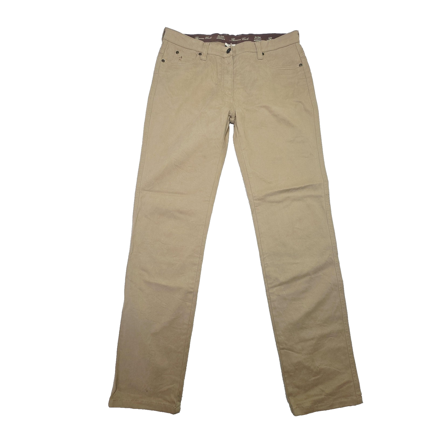 Thomas Cook Jeans Women's 14 L32 Beige Straight Stretch Denim Comfort Waistband