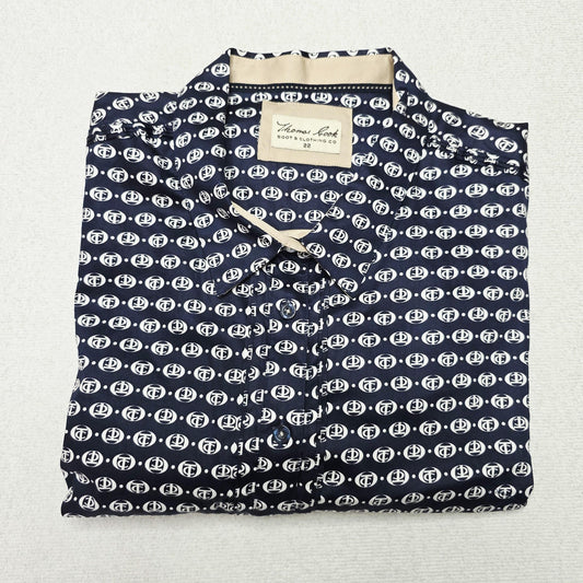 Thomas Cook Shirt Women's 22 Blue Short Sleeve Button Up Logo Cotton Stretch
