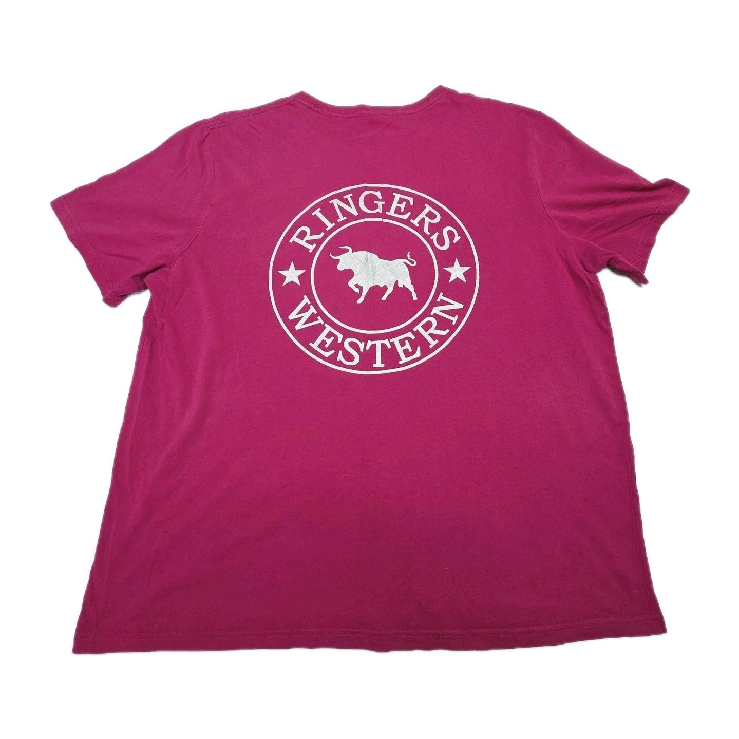 Ringers Western T-Shirt Women's 18 Pink Logo Back Print Cotton Casual Top