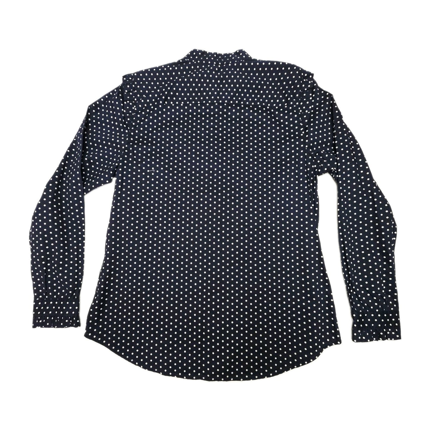 Thomas Cook Shirt Women's 10 Blue Long Sleeve Button Up Polka Dot Cotton Top