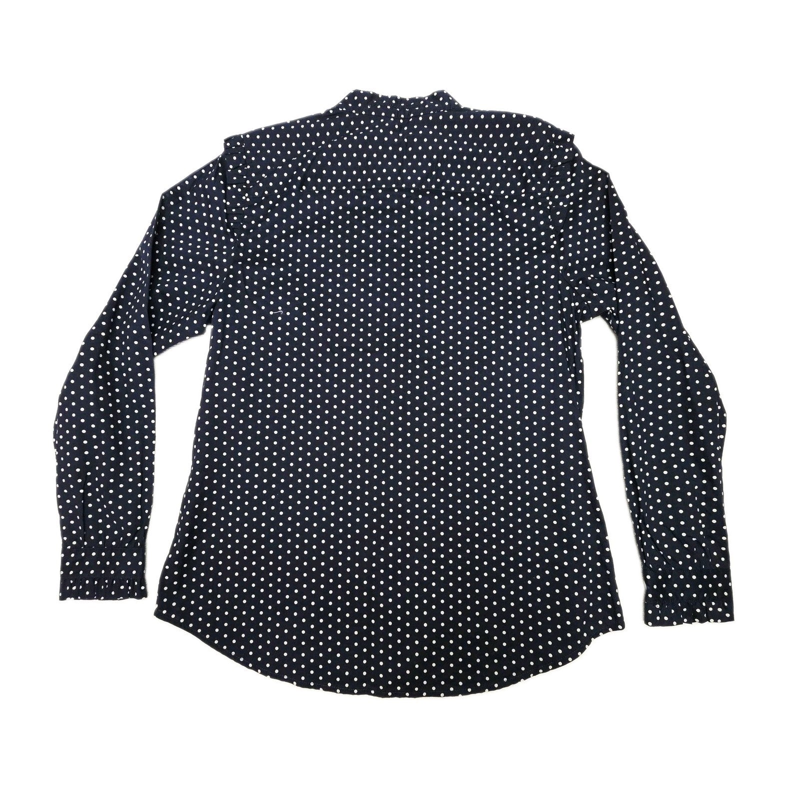 Thomas Cook Shirt Women's 10 Blue Long Sleeve Button Up Polka Dot Cotton Top