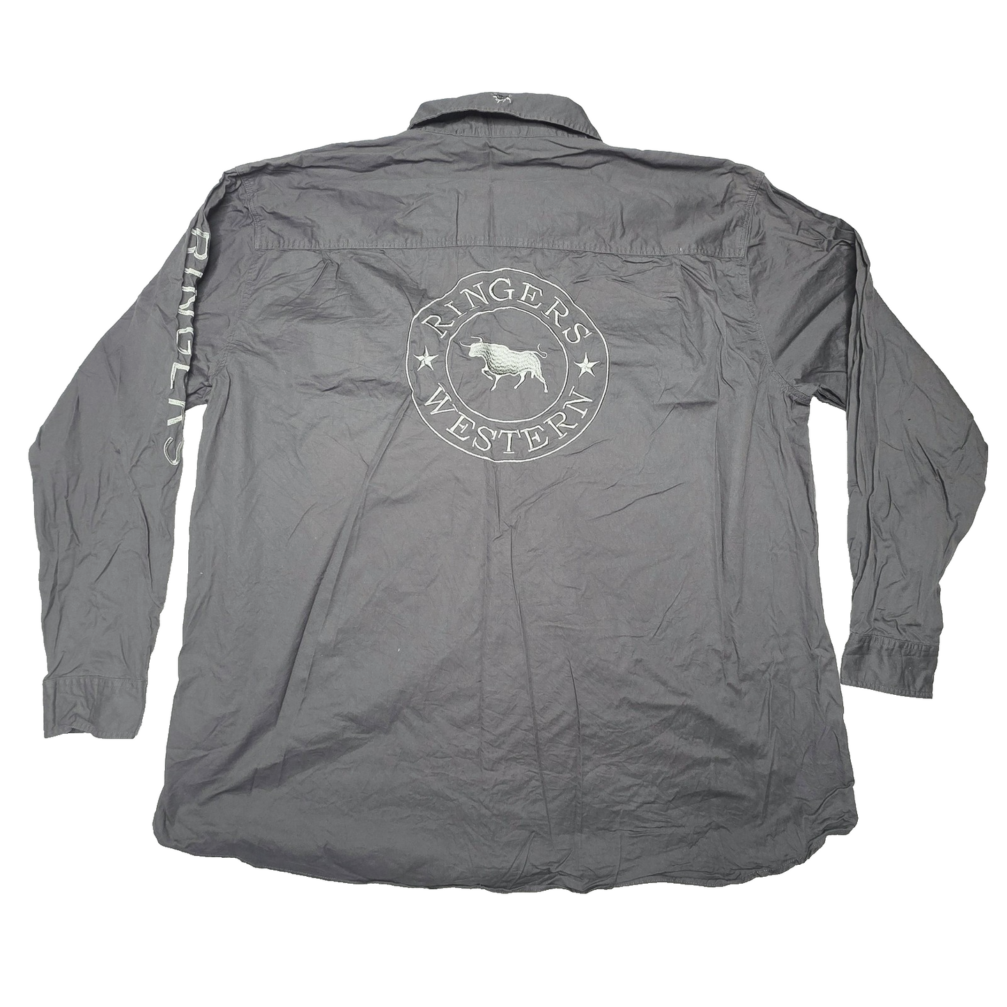 Ringers Western Hawkeye Shirt Mens 4XL Grey Long Sleeve Graphic Logo Cotton
